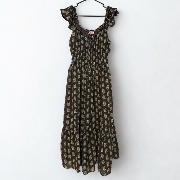 Dresses & Skirts - NWT! Dizzy Lizzie Brown Paisley Sheer with liner Midi Dress SZ M